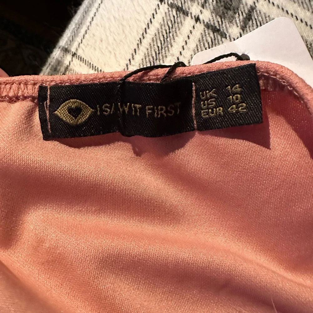 I Saw It First Blush Pink Feather Front Kawaii Bandeau Tube Cropped Top NWOT 10‎ - Picture 14 of 14